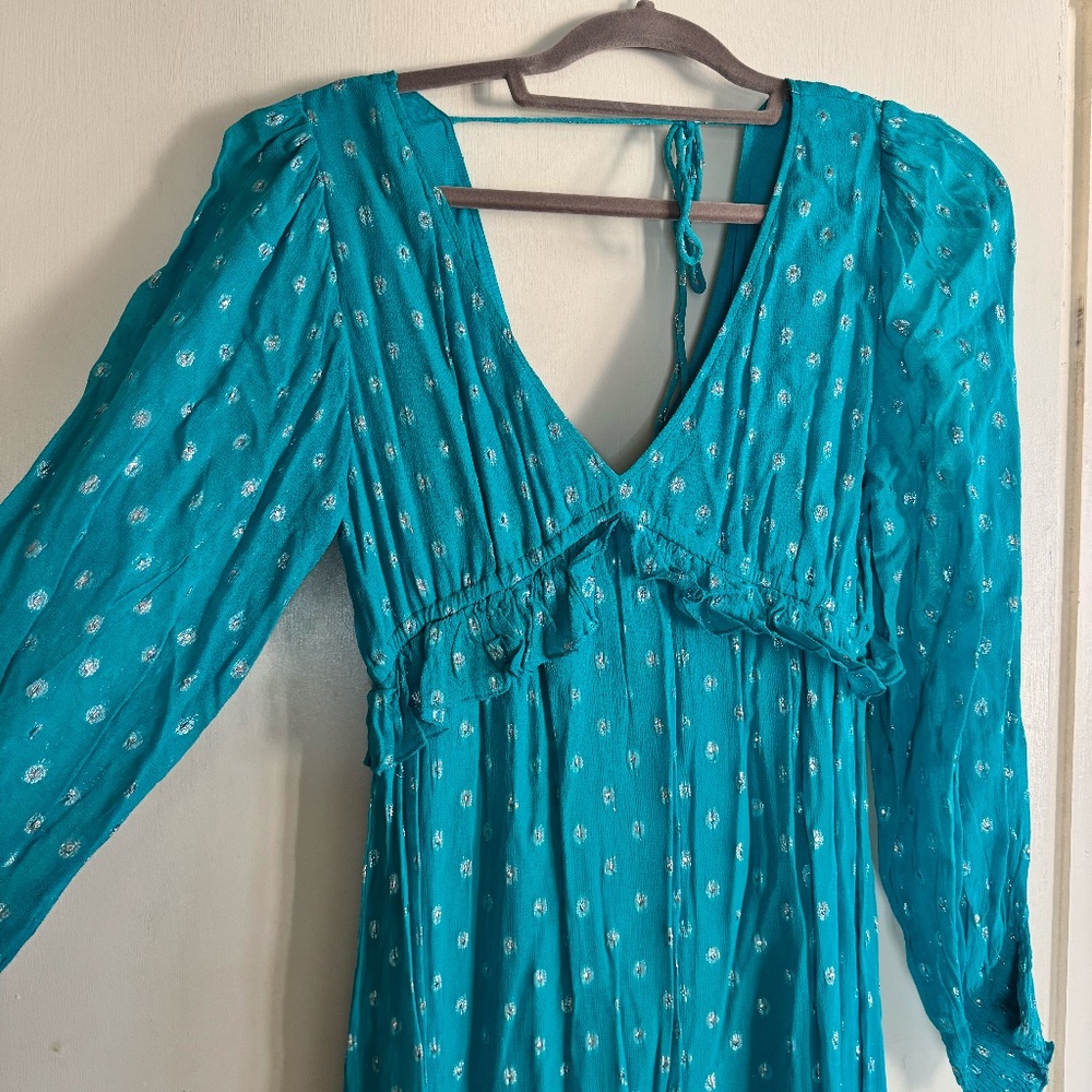 Teal Boho Long Sleeve Vici Doll Maxi Dress